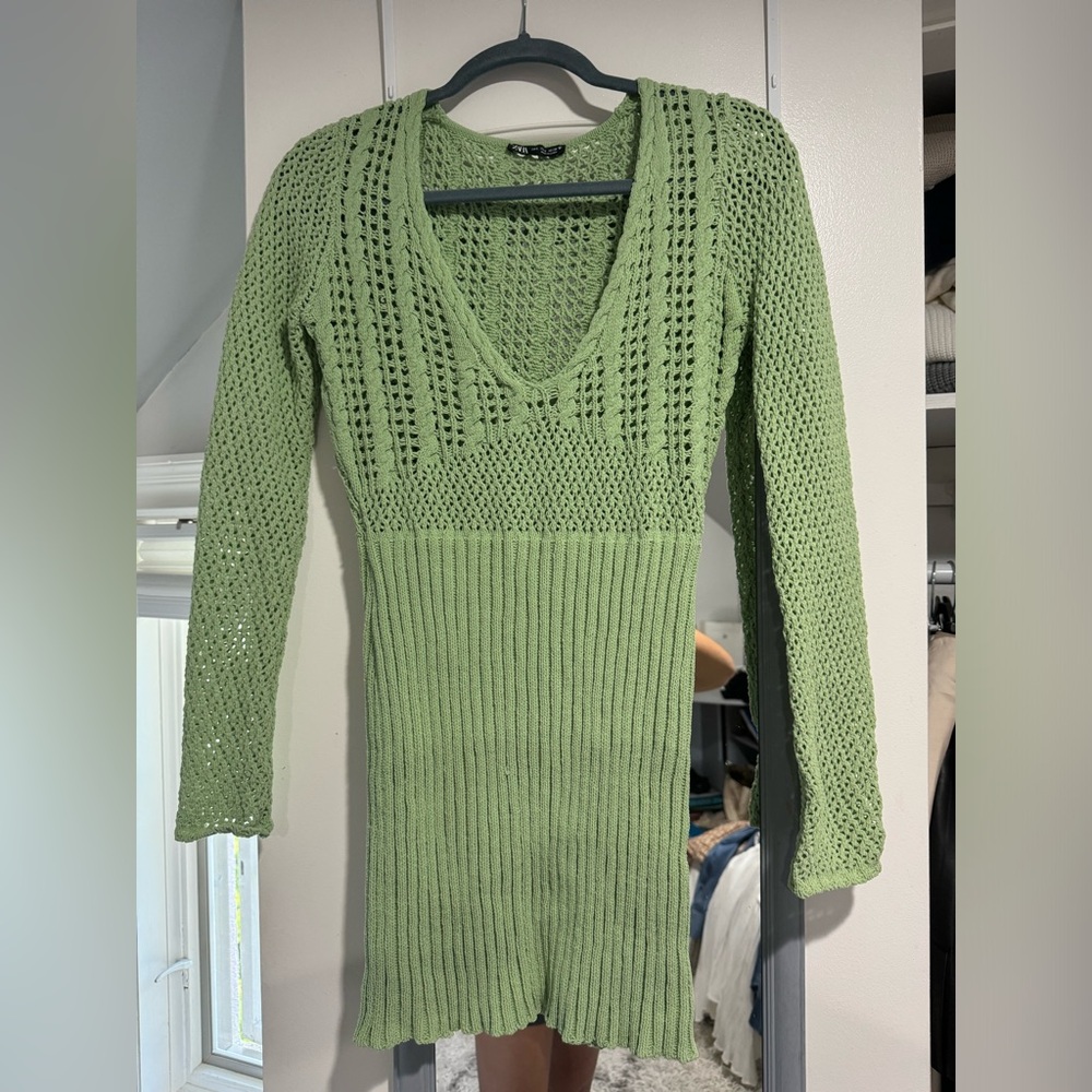 Zara Green Crochet dress
